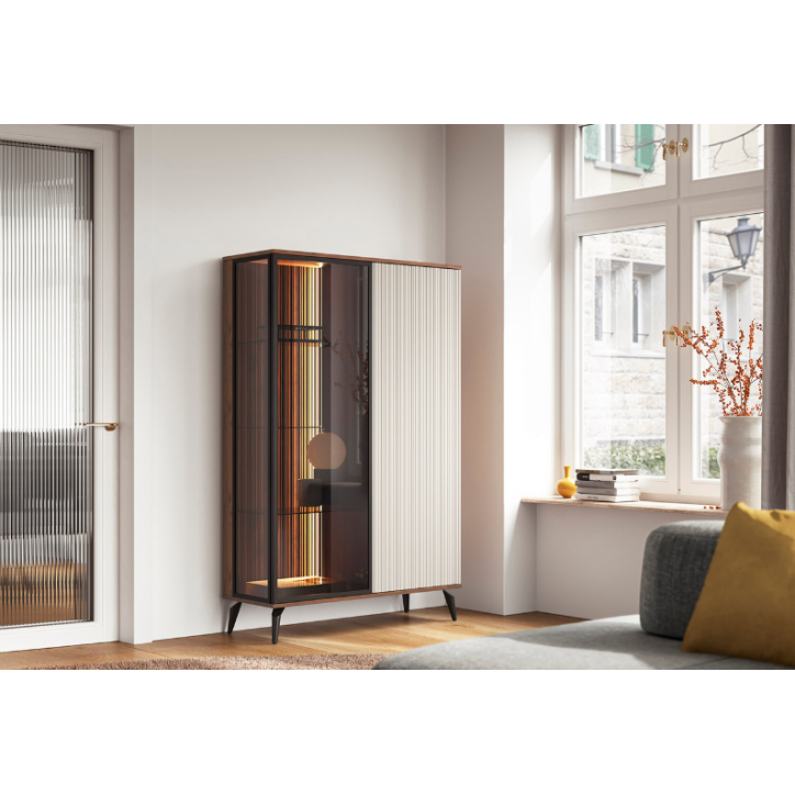 Ensemble meuble TV VICI couleur Cachemire / Noyer Warmia